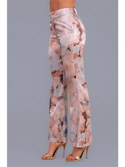 Pantalone in raso fantasia Nikamo | P057SASTRATTO CIELO